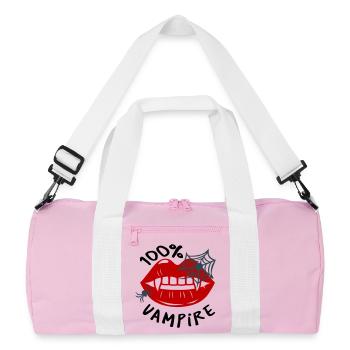 Spider web with lip motif - Recycled Duffel Bag - pink/white - Front