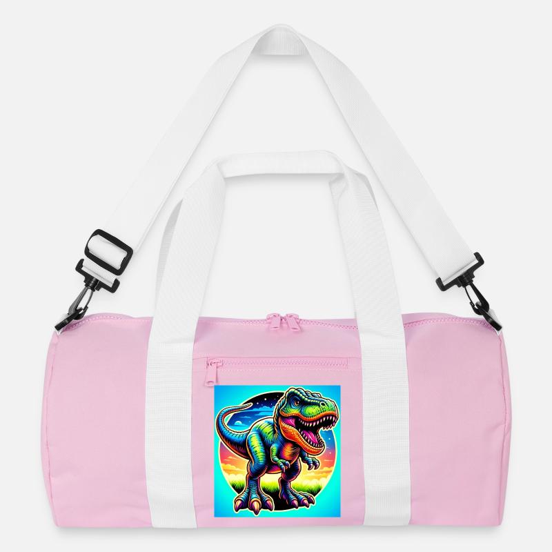 Dinosaurier - Recycelte Duffel Bag - Rosa/Weiß