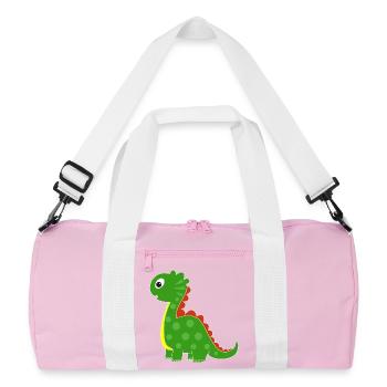 Green dino with bright dots - Recycled Duffel Bag - pink/white - Front