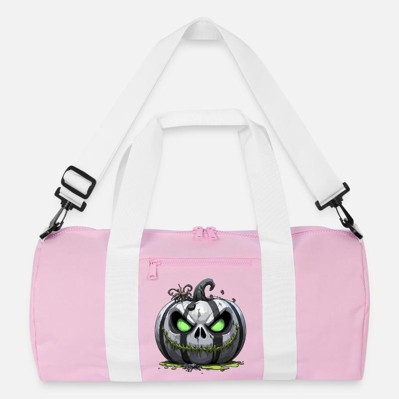 Grim Pumpkin Zombie with Green Eyes Recycled Duffel Bag