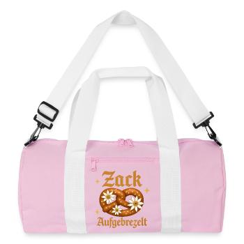 Zack Dressed Up – Funny Pretzel Men & Women - Recycled Duffel Bag - pink/white - Front