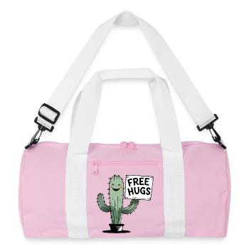 Kaktus mit kostenlosen Umarmungen Schild - Recycelte Duffel Bag - Rosa/Weiß - Vorne