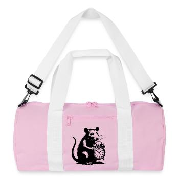 Gestresste Ratte und Wecker - Recycelte Duffel Bag - Rosa/Weiß - Vorne