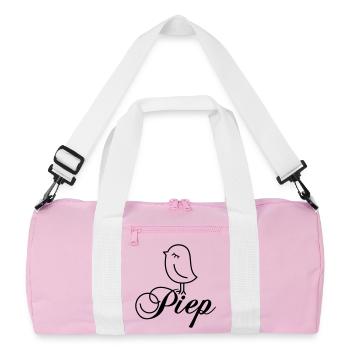 Spatz Piep – Piepmatz Vogel Cartoon Motiv - Recycelte Duffel Bag - Rosa/Weiß - Vorne