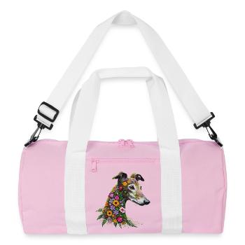 Galgo Wildblumen Nr1 - Recycelte Duffel Bag - Rosa/Weiß - Vorne
