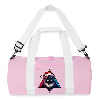 Neon Santa Hund mit Sonnenbrillen - Recycelte Duffel Bag - Rosa/Weiß - Vorne