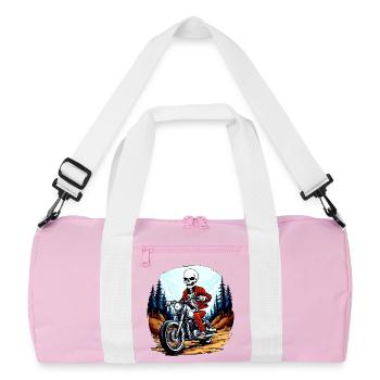 Skeleton Motorcyclist - Recycled Duffel Bag - pink/white - Front