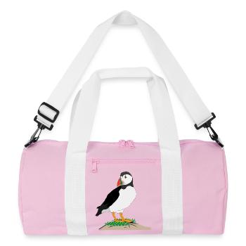Puffin Print - Recycelte Duffel Bag - Rosa/Weiß - Vorne