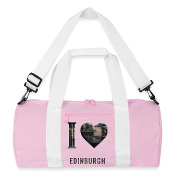 I Love Edinburgh – Stone City Architecture - Recycelte Duffel Bag - Rosa/Weiß - Vorne
