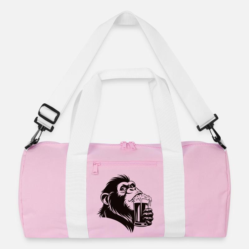 Funny monkey drinks foamy drink Recycled Duffel Bag