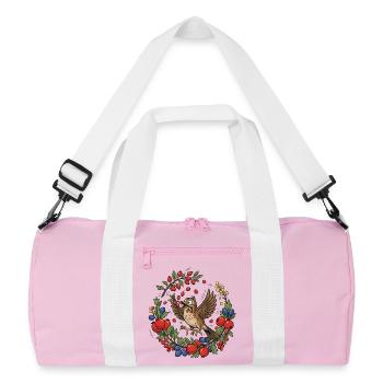 Oiseau joyeux dans une couronne de baies - Sac de sport recyclé - rose/blanc - Devant
