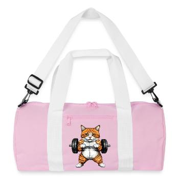 Katzen Fitness - Recycelte Duffel Bag - Rosa/Weiß - Vorne