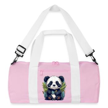 Panda im Blattwald - Recycelte Duffel Bag - Rosa/Weiß - Vorne