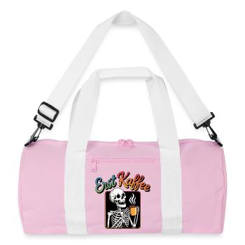 Erst Kaffee Skelett - Recycelte Duffel Bag - Rosa/Weiß - Vorne