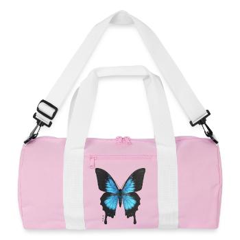 Blue Butterfly Neon Wings - Recycled Duffel Bag - pink/white - Front