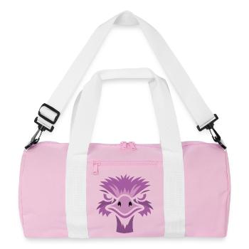 Strauß mit Sonnenbrille, Nandu, Emu - Recycelte Duffel Bag - Rosa/Weiß - Vorne