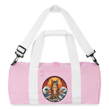 Koi Cat Sunset Waves - Recycled Duffel Bag - pink/white - Front