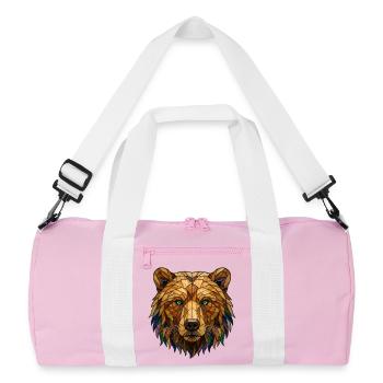 Mosaikkunst mit Bleiglas-Porträt - Recycelte Duffel Bag - Rosa/Weiß - Vorne