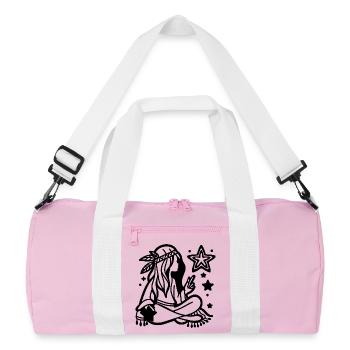 Dream Catcher Eclipse – Mystical Minimalist Black  - Recycled Duffel Bag - pink/white - Front