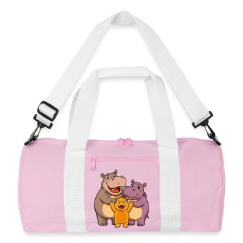 Hippopotames amusants - Sac de sport recyclé - rose/blanc - Devant