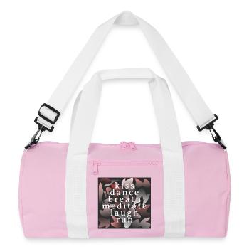 Kiss Dance Breath Meditate Laughter Running - Recycled Duffel Bag - pink/white - Front