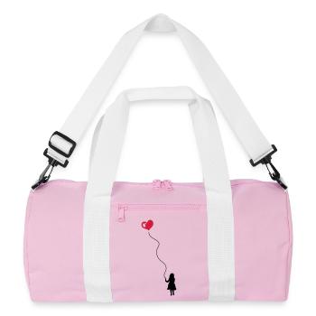 Kleines Kind mit Herz Luftballon - Recycelte Duffel Bag - Rosa/Weiß - Vorne