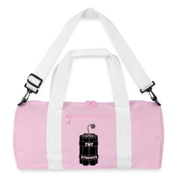 Sieben brennende Dynamitstangen - Recycelte Duffel Bag - Rosa/Weiß - Vorne