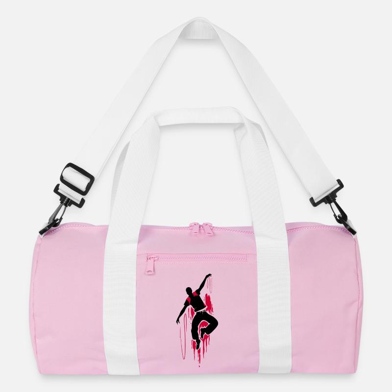 Breakdancer Dancer Silhouette in Red Black Recycled Duffel Bag