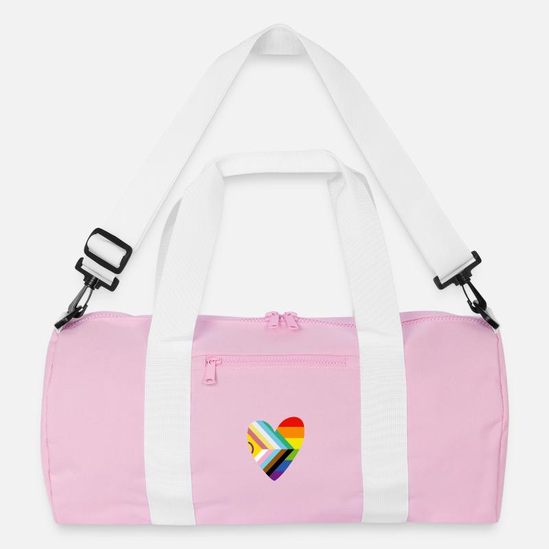 🌈 Herz – Progress Pride & Disability Flag - Recycelte Duffel Bag - Rosa/Weiß