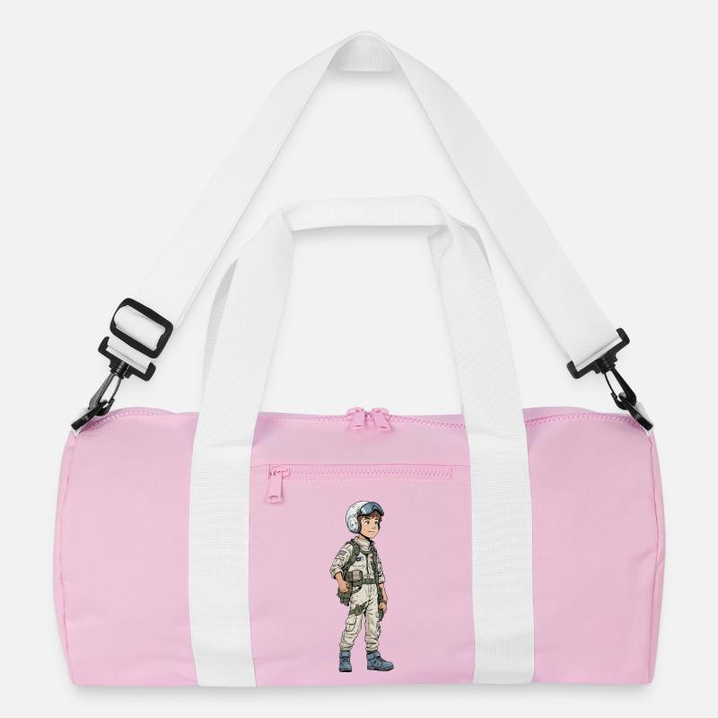Vintage Comic Kampfpilot - Recycelte Duffel Bag - Rosa/Weiß