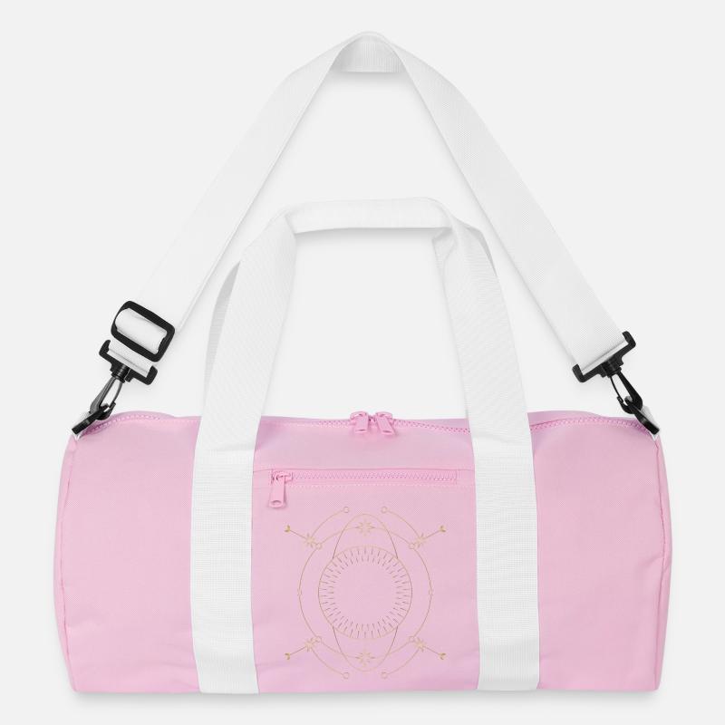 Golden Star Circle Orbit Design - Recycled Duffel Bag - pink/white