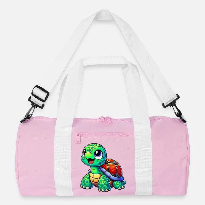 Schildkröte - Recycelte Duffel Bag - Rosa/Weiß