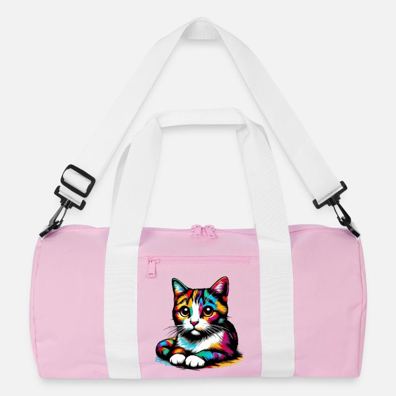 Katze - Recycelte Duffel Bag - Rosa/Weiß