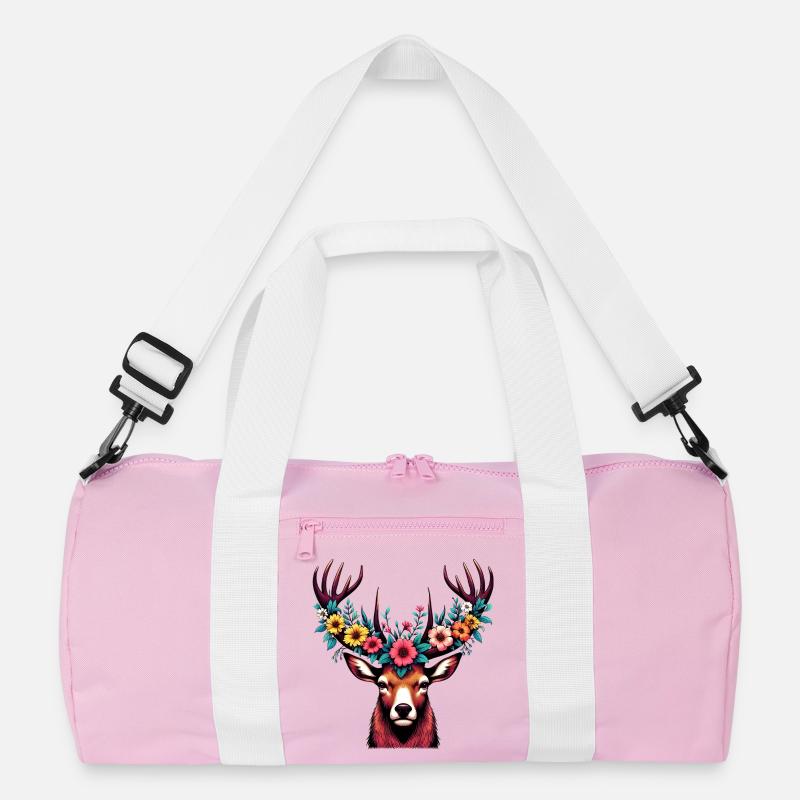 Hirsch mit Blumen Recycelte Duffel Bag