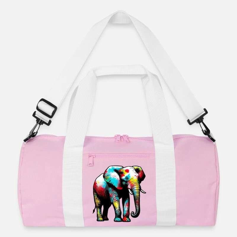Elefant - Recycelte Duffel Bag - Rosa/Weiß