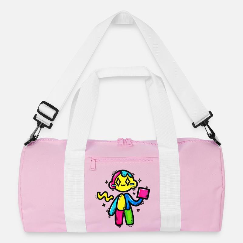 Bunter Doodle-Roboter mit Block Recycelte Duffel Bag
