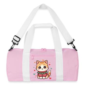 Chat de Noël - Sac de sport recyclé - rose/blanc - Devant