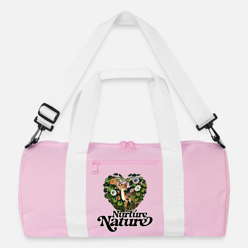 Nourrir la nature : Faon dans les vignes - Sac de sport recyclé - rose/blanc