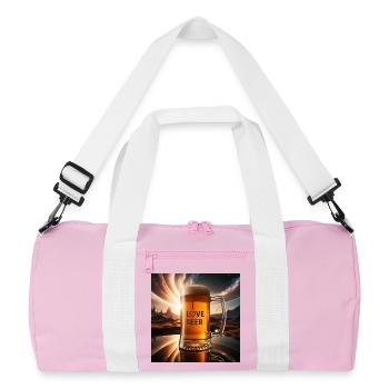 I Love Beer Glasmotiv - Recycelte Duffel Bag - Rosa/Weiß - Vorne