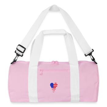 Rotblaues Herz der amerikanischen Flagge - Recycelte Duffel Bag - Rosa/Weiß - Vorne