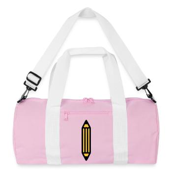 Pencil Writing Author Art - Recycled Duffel Bag - pink/white - Front