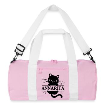t-shirt Annarita t-shirt cat gift idea cat cat - Recycled Duffel Bag - pink/white - Front