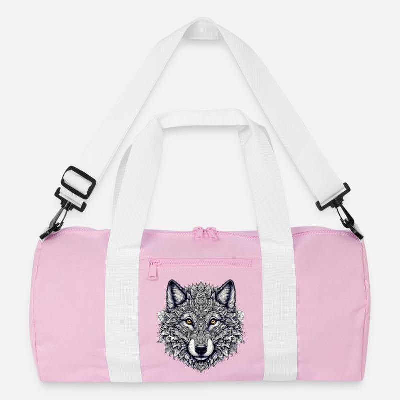 Wolf mit Mandalas verziert Recycelte Duffel Bag