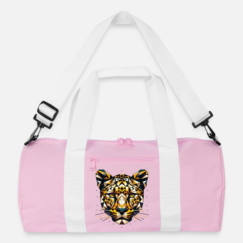 Geometric Leopard Head Polygons Motif Recycled Duffel Bag