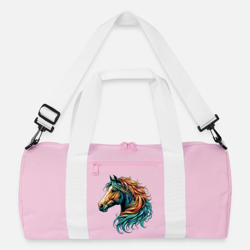 Pferd - Recycelte Duffel Bag - Rosa/Weiß