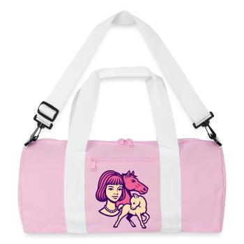 Horse Girl Pop Art Pink - Recycled Duffel Bag - pink/white - Front