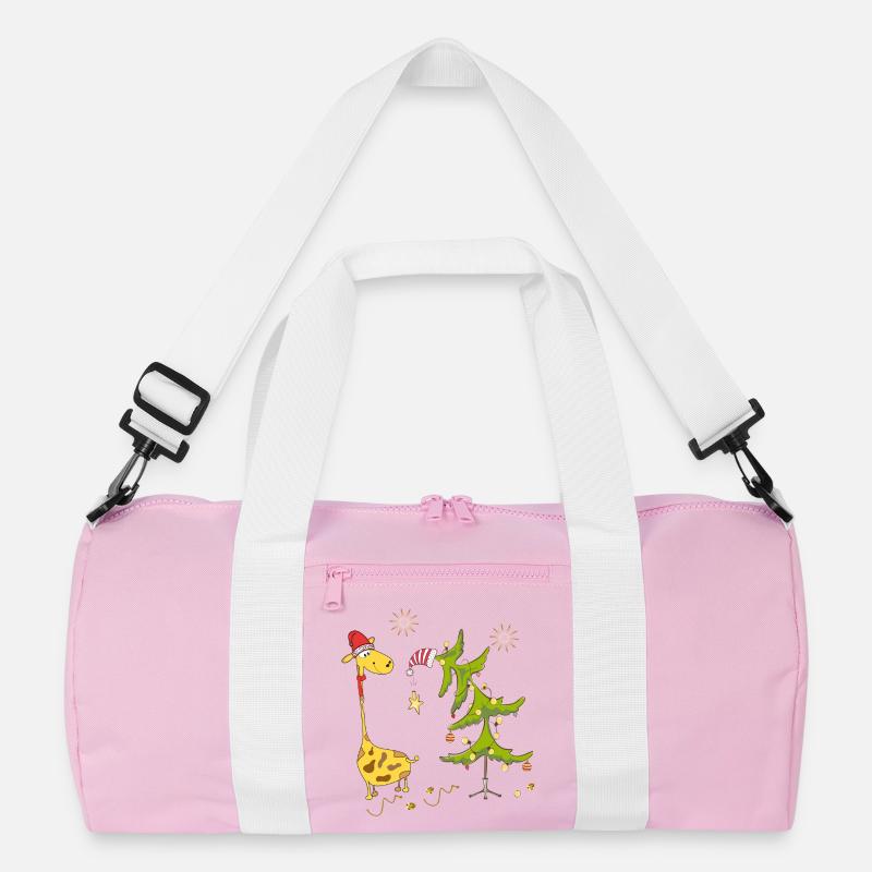 Giraffe with Christmas tree Recycled Duffel Bag