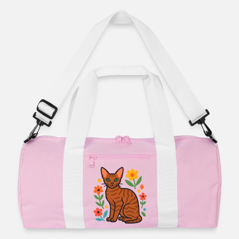 Devon Rex' Katze in der Blumenparade Recycelte Duffel Bag