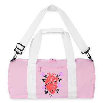 Anatomisches Herz Rosen Bunt - Recycelte Duffel Bag - Rosa/Weiß - Vorne