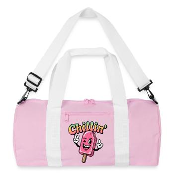 Retro Chillin Pink Popsicle Cartoon - Recycled Duffel Bag - pink/white - Front